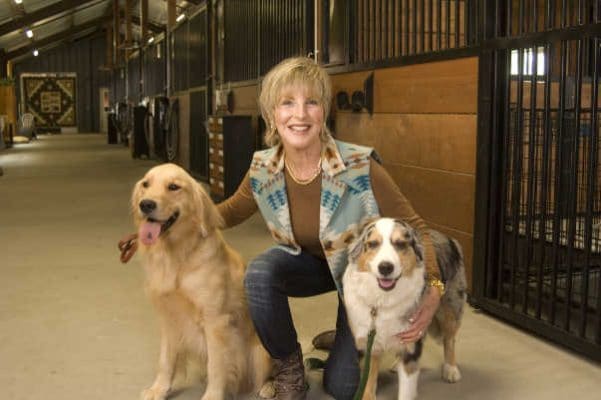 photo of dog boarding services center interior with trainer and dogs